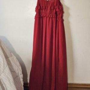 Red spaghetti strap MNG maxi dress